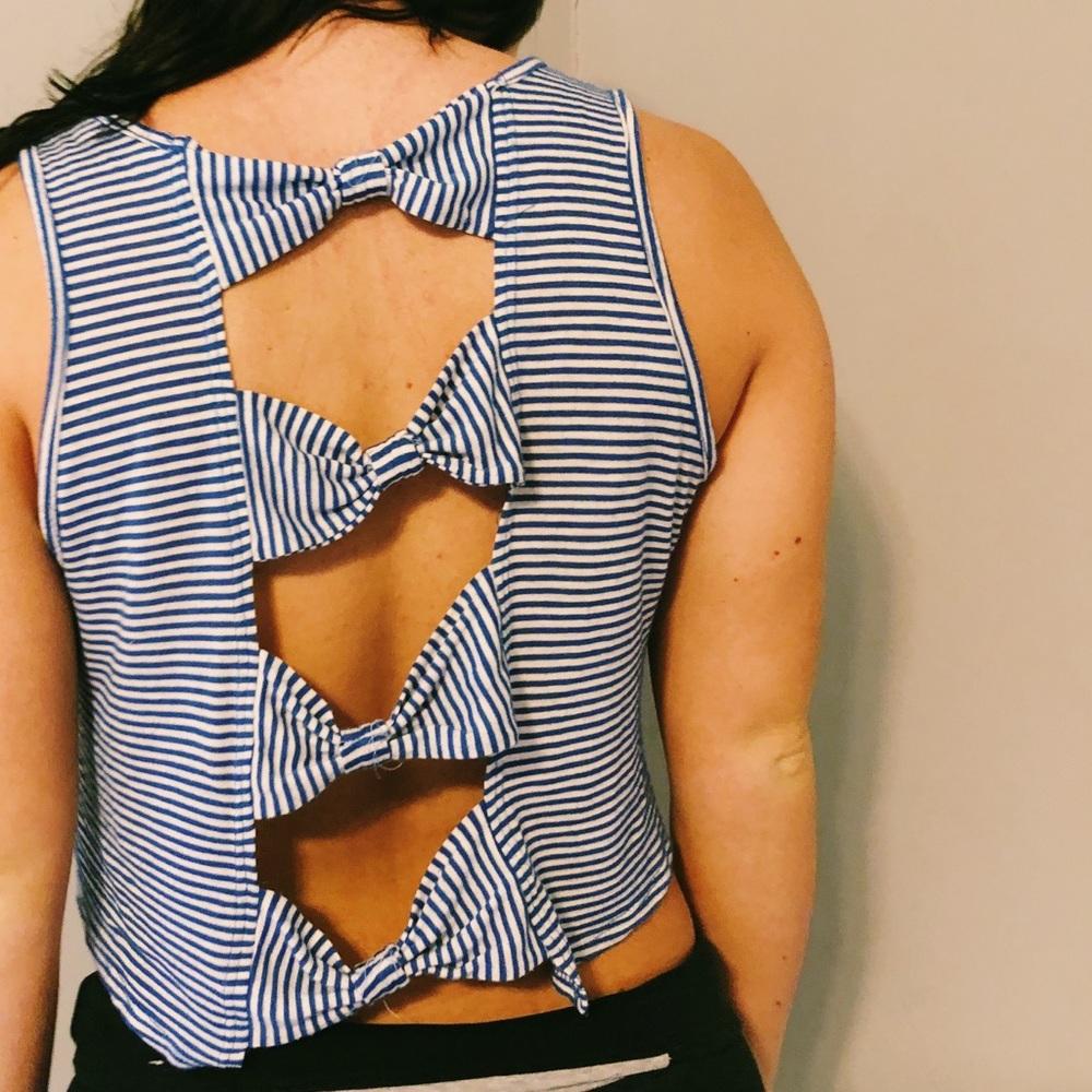 Elodie Striped Crop Top with Bows